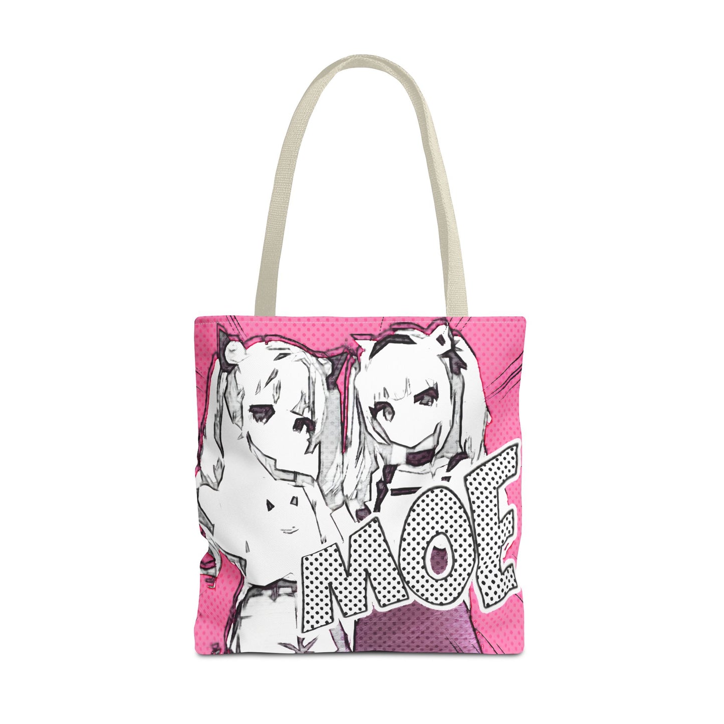 Anime Tote Bag – Pink Pop-Manga MOE Girls, Cute Manga Art Aesthetic Bag