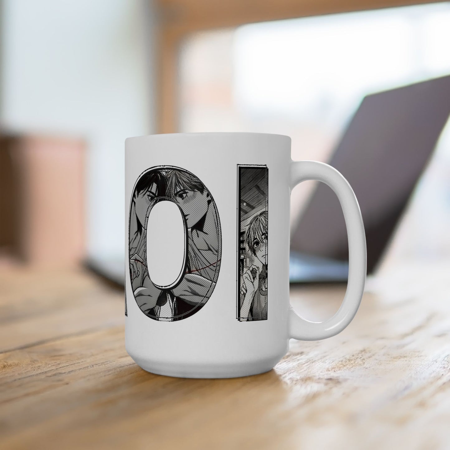 BL Manga Mug – Subtle Yaoi Letter Art Design, Boys Love Coffee Cup for Manga Fans