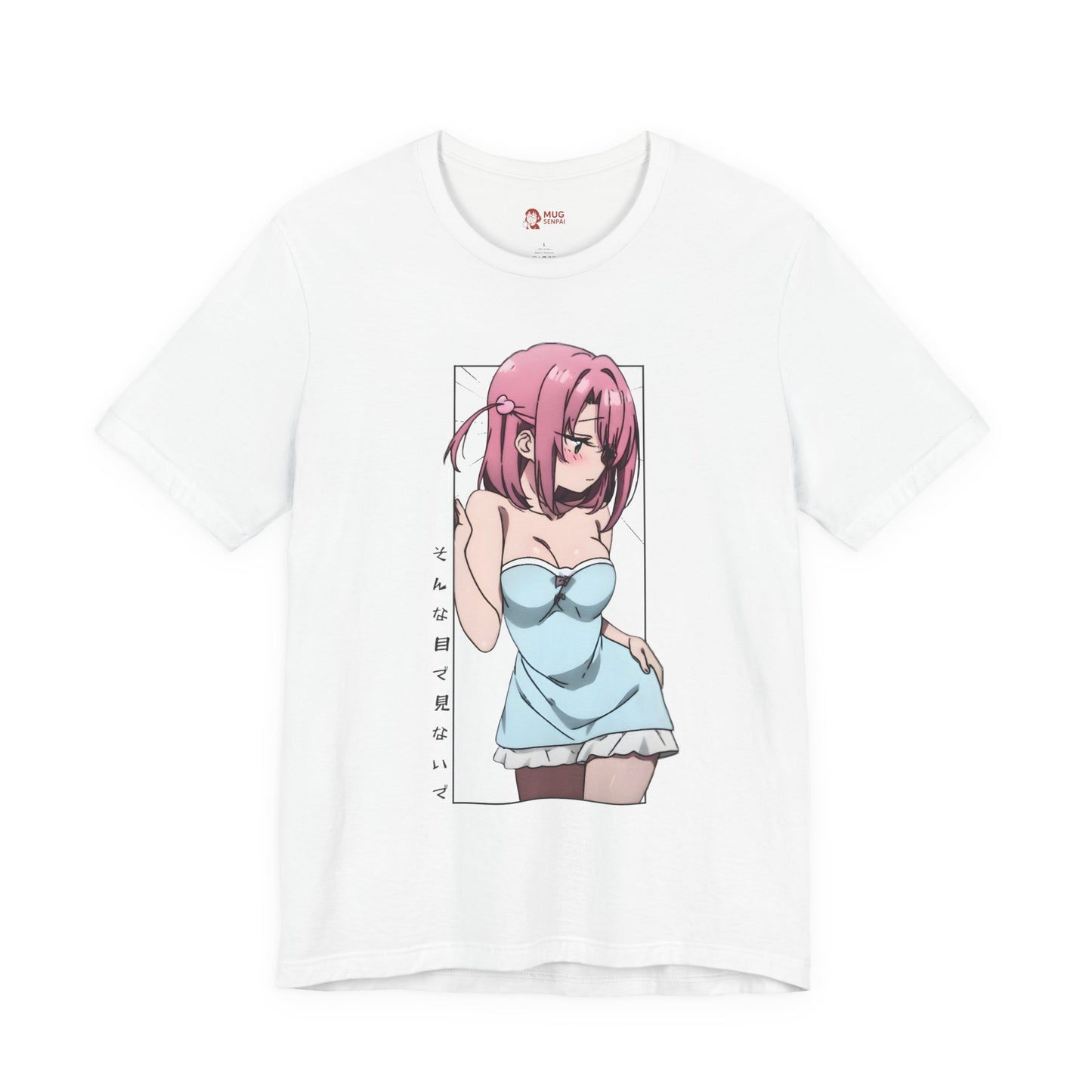 Anime Girl T Shirt – Blushing Tsundere Moment, Soft Pink-Haired Anime Art Tee, Don’t Look Flustered Aesthetic Shirt