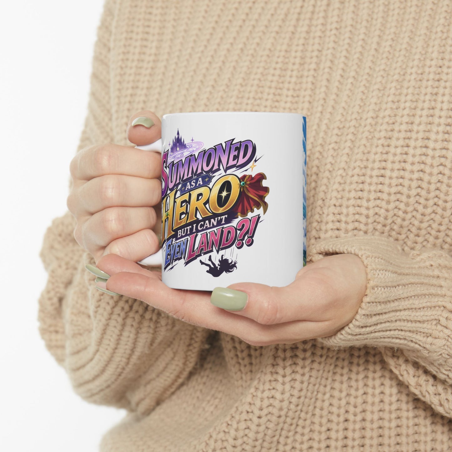 Funny Anime Mug – Summoned Hero Isekai Fail Cup, Gamer Humor Coffee Mug, Fantasy Meme Gift