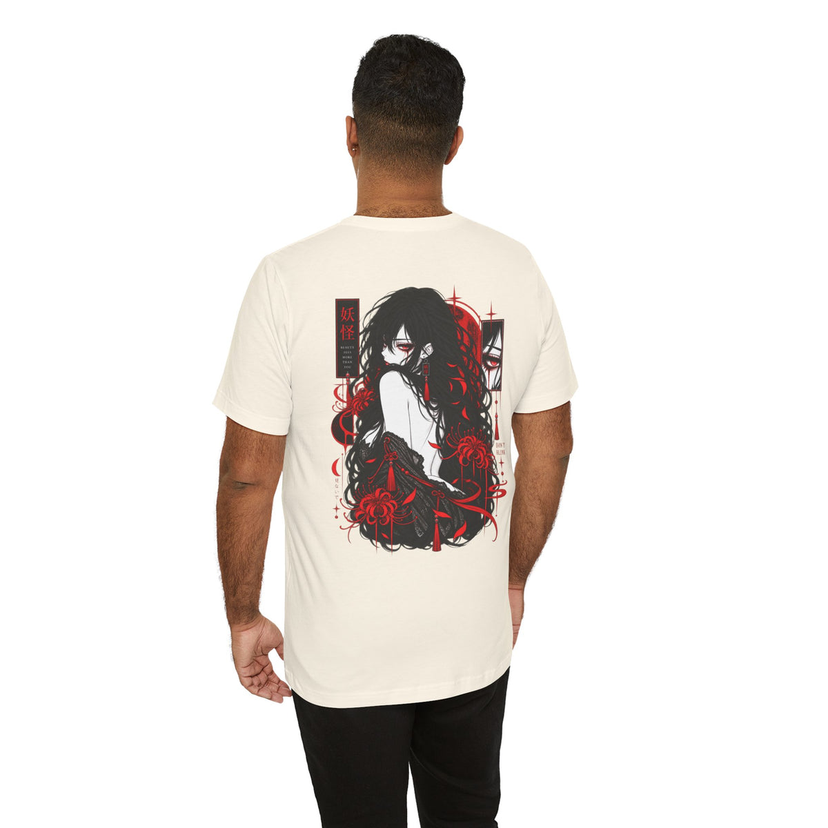 Demon Girl Shirt – Red Black Yokai Horror Manga Graphic