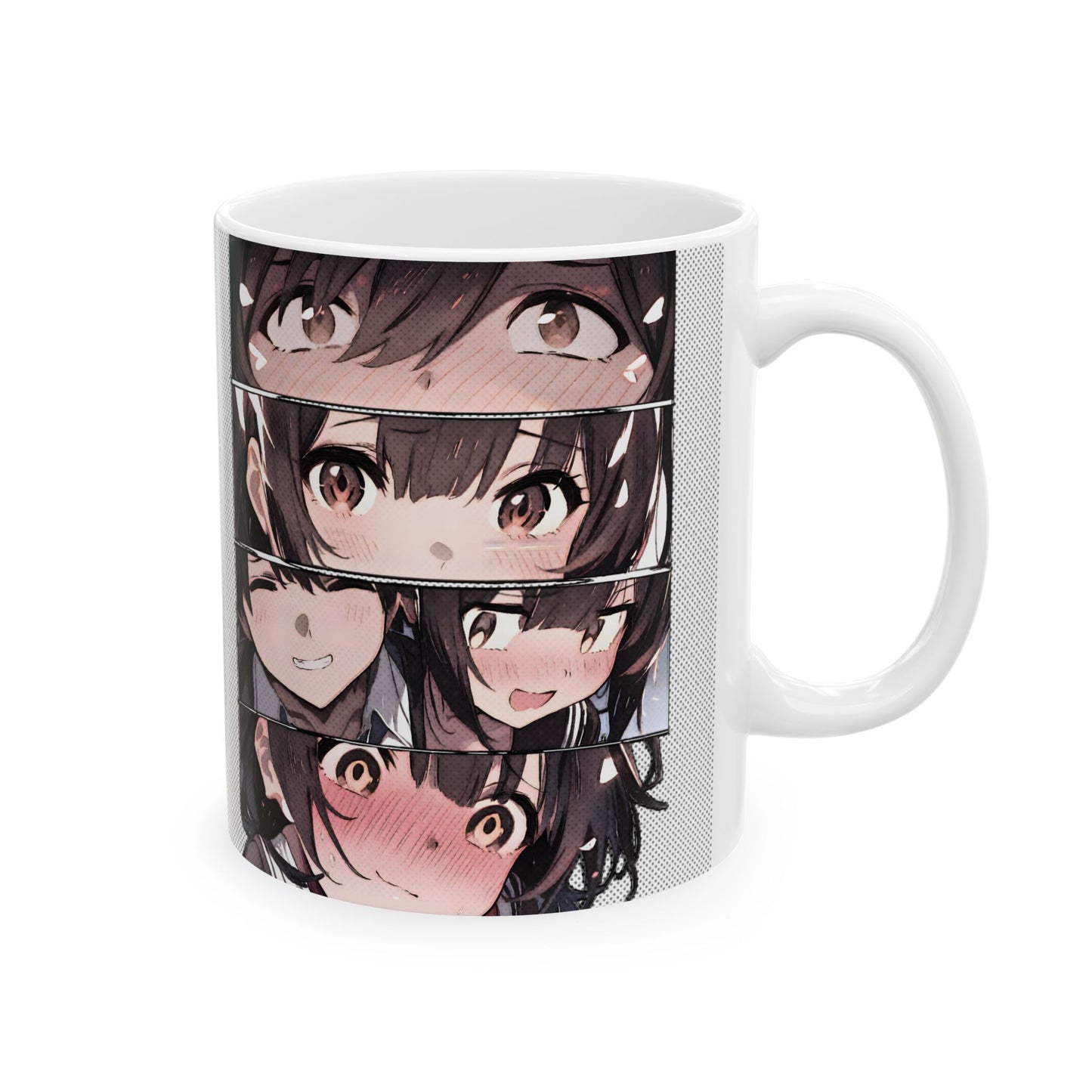 Anime Romance Mug – Blushing Reaction Panels, Cute Manga Couple Moment, Soft Crush Coffee Cup