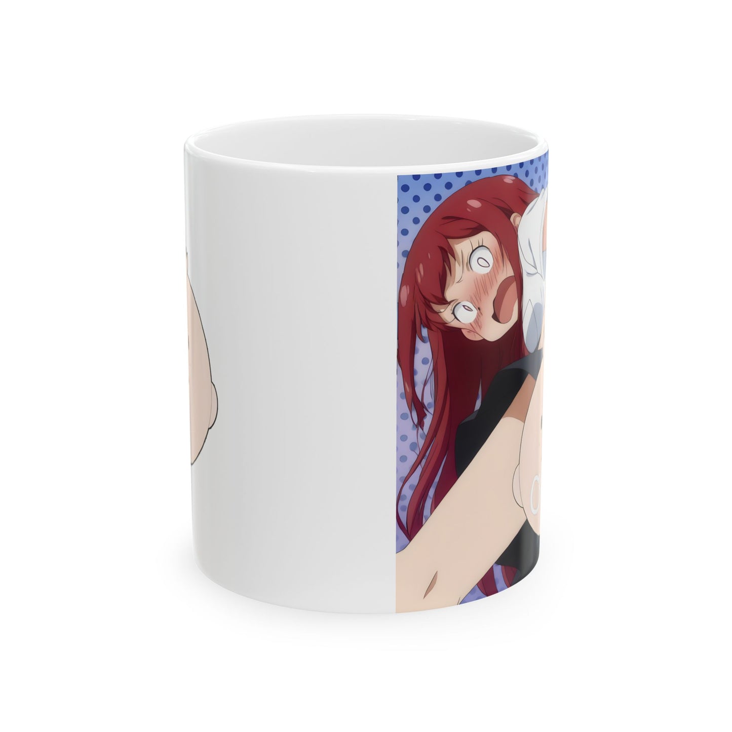Anime Meme Mug – Blushing Panic Anime Girl Cup, Funny Ecchi Reaction Mug, Chaotic Otaku Humor Coffee Mug, Weird Anime Gag Gift