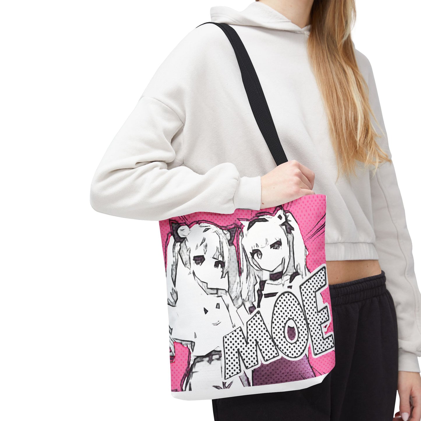 Anime Tote Bag – Pink Pop-Manga MOE Girls, Cute Manga Art Aesthetic Bag