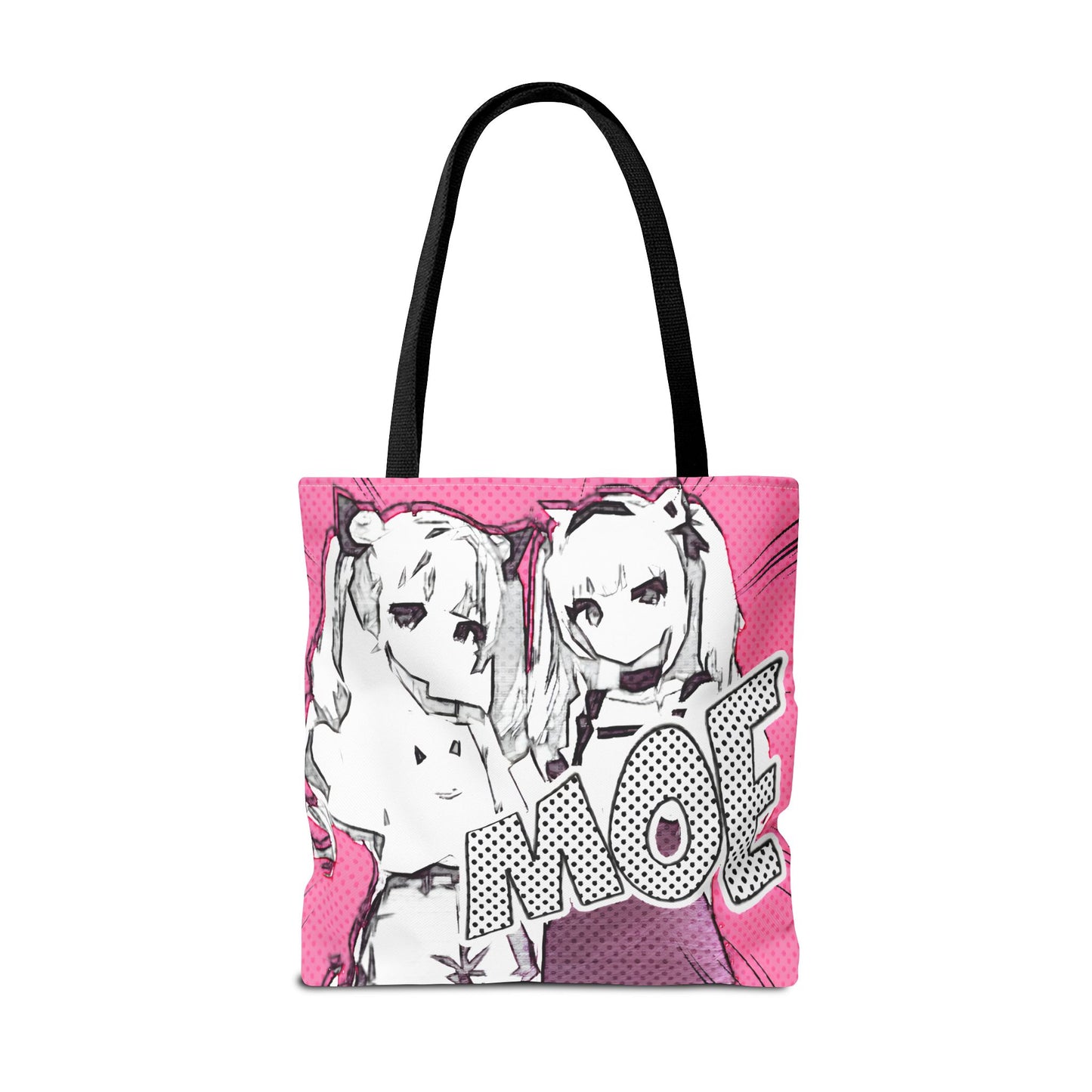 Anime Tote Bag – Pink Pop-Manga MOE Girls, Cute Manga Art Aesthetic Bag