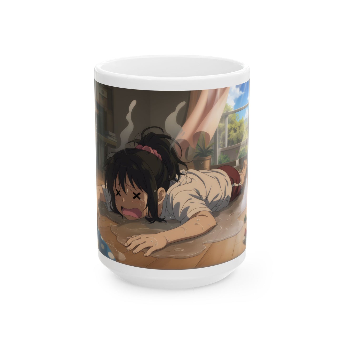 Funny Summer Anime Mug, Heat Exhaustion Anime Girl Coffee Cup, Relatable Hot Weather Mug