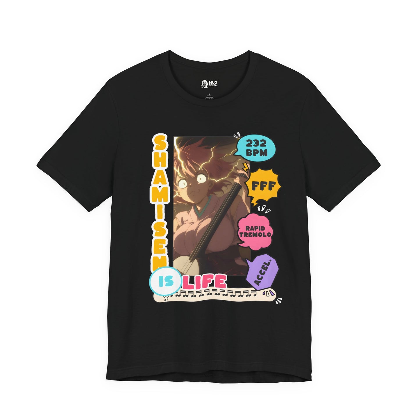 Music Anime Shirt – Japanese Music Graphic Tee, Shamisen Player Shirt, Anime Musician Gift, Traditional Instrument T-Shirt
