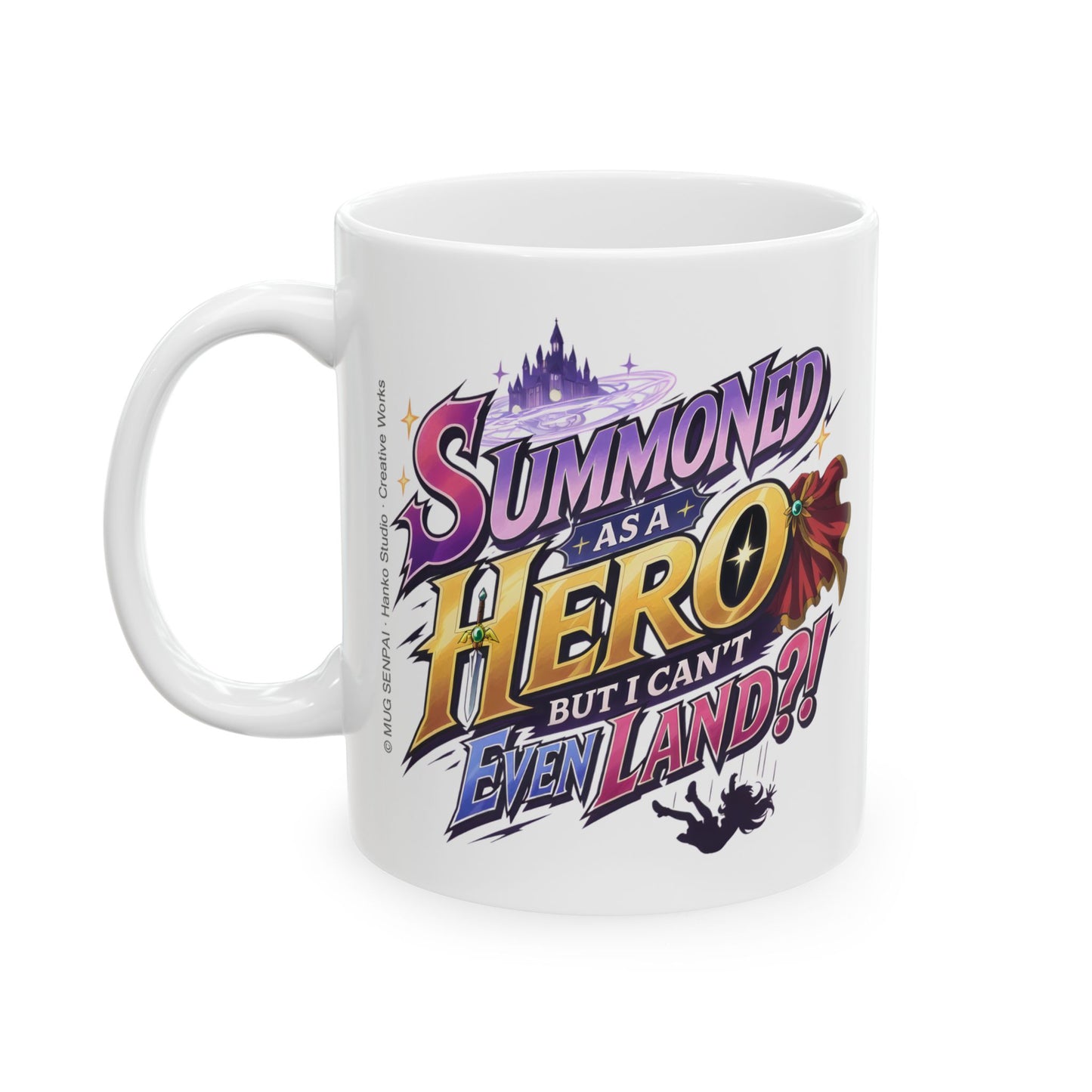 Funny Anime Mug – Summoned Hero Isekai Fail Cup, Gamer Humor Coffee Mug, Fantasy Meme Gift