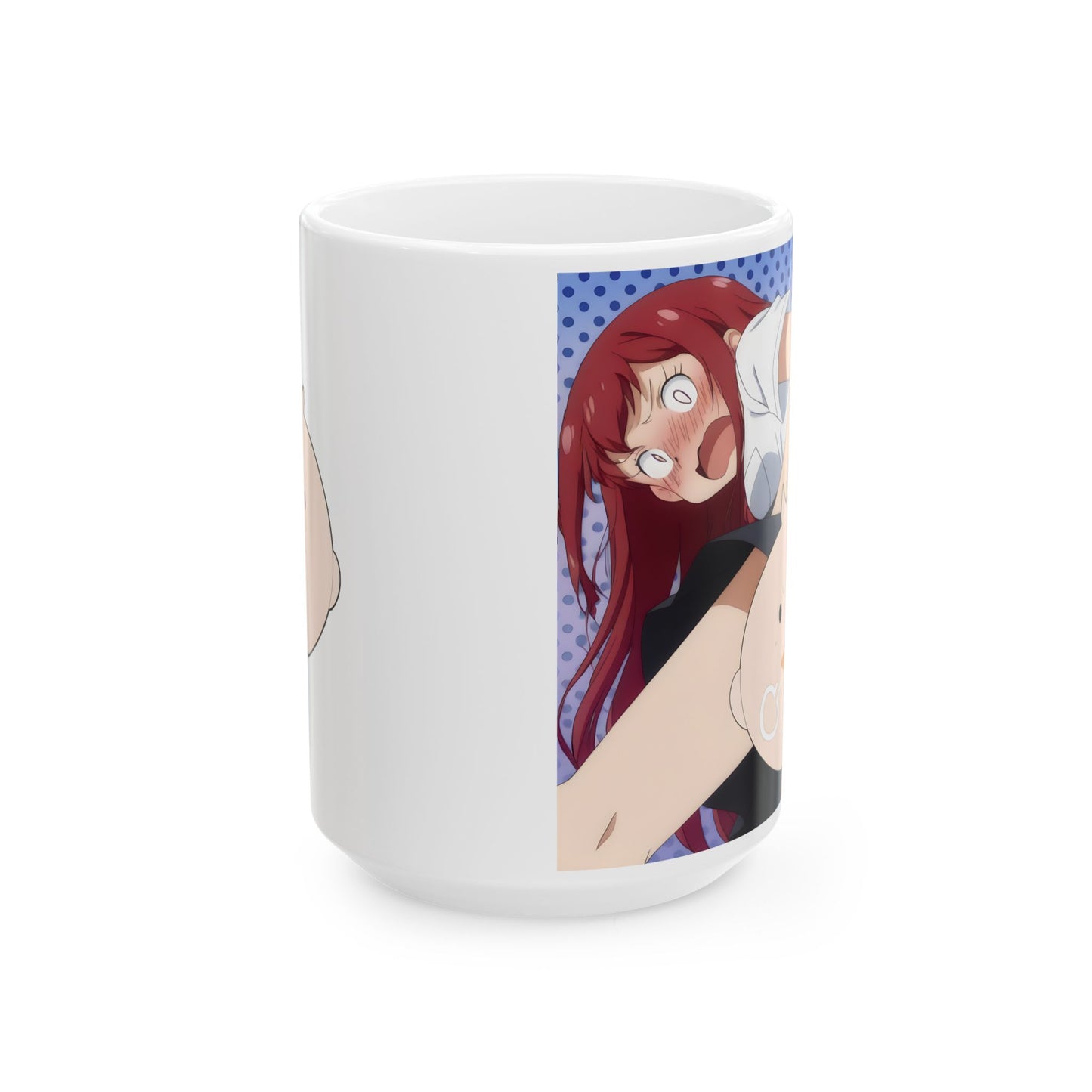 Anime Meme Mug – Blushing Panic Anime Girl Cup, Funny Ecchi Reaction Mug, Chaotic Otaku Humor Coffee Mug, Weird Anime Gag Gift