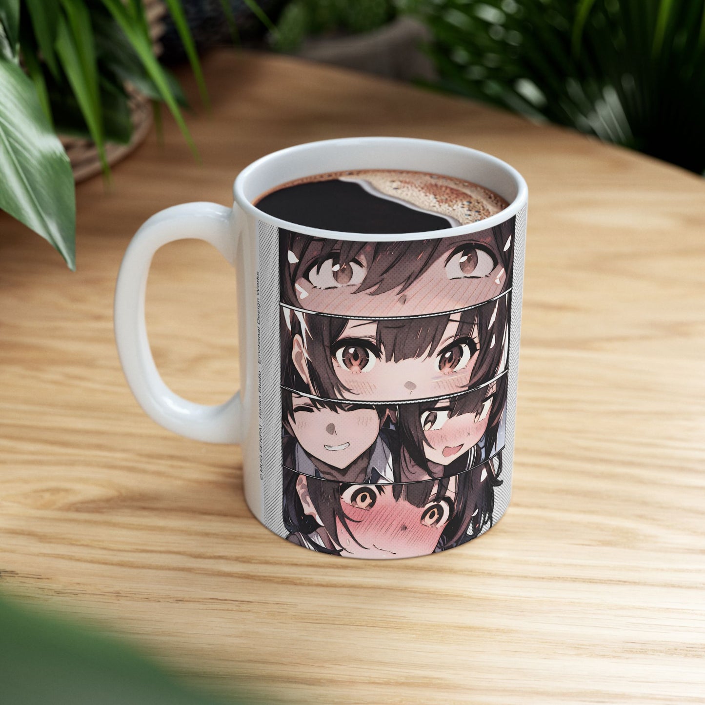 Anime Romance Mug – Blushing Reaction Panels, Cute Manga Couple Moment, Soft Crush Coffee Cup