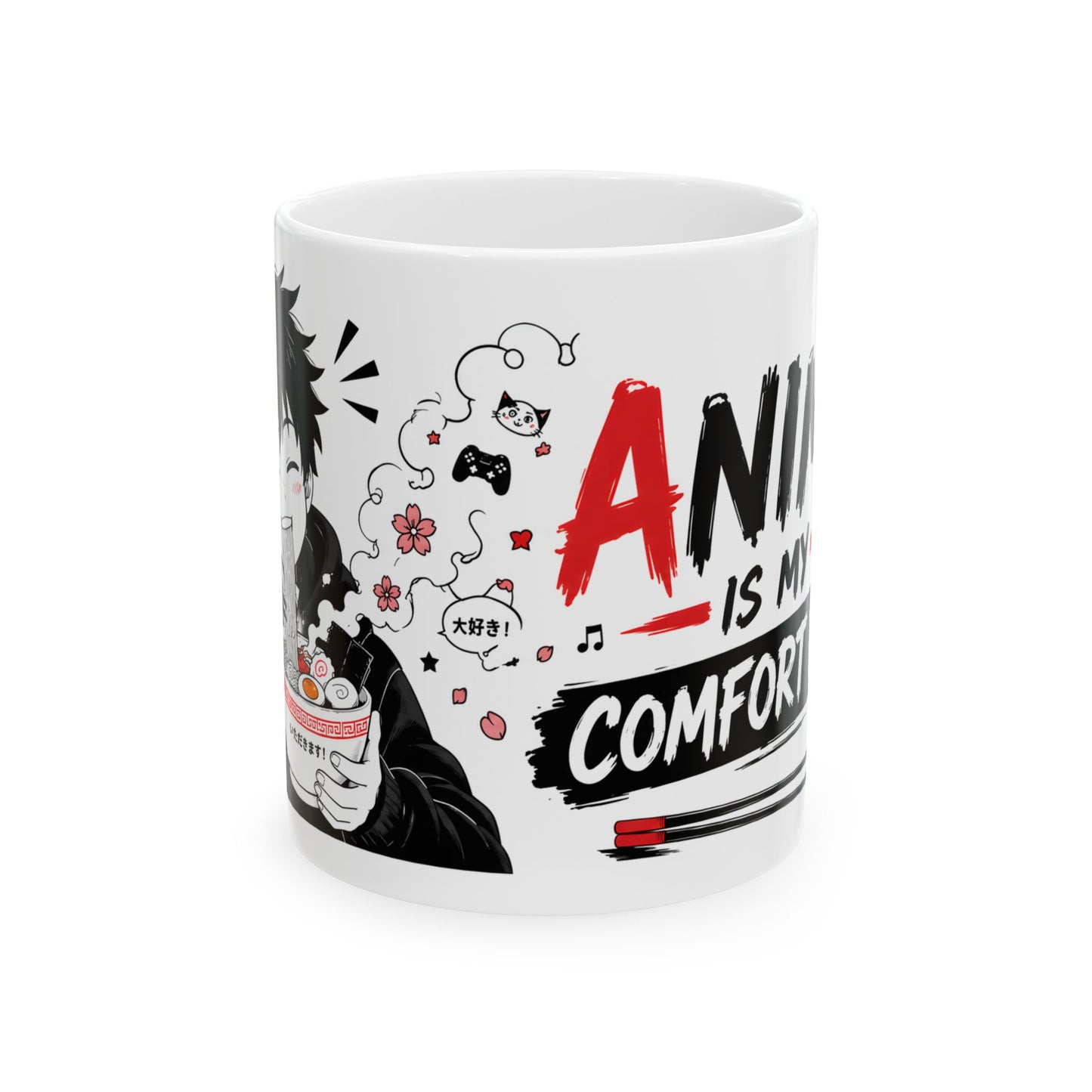 Anime Mug – Anime Is My Comfort Food Mug, Funny Manga Coffee Cup, Otaku Gift, Ramen Lover Mug, Japanese Anime Decor