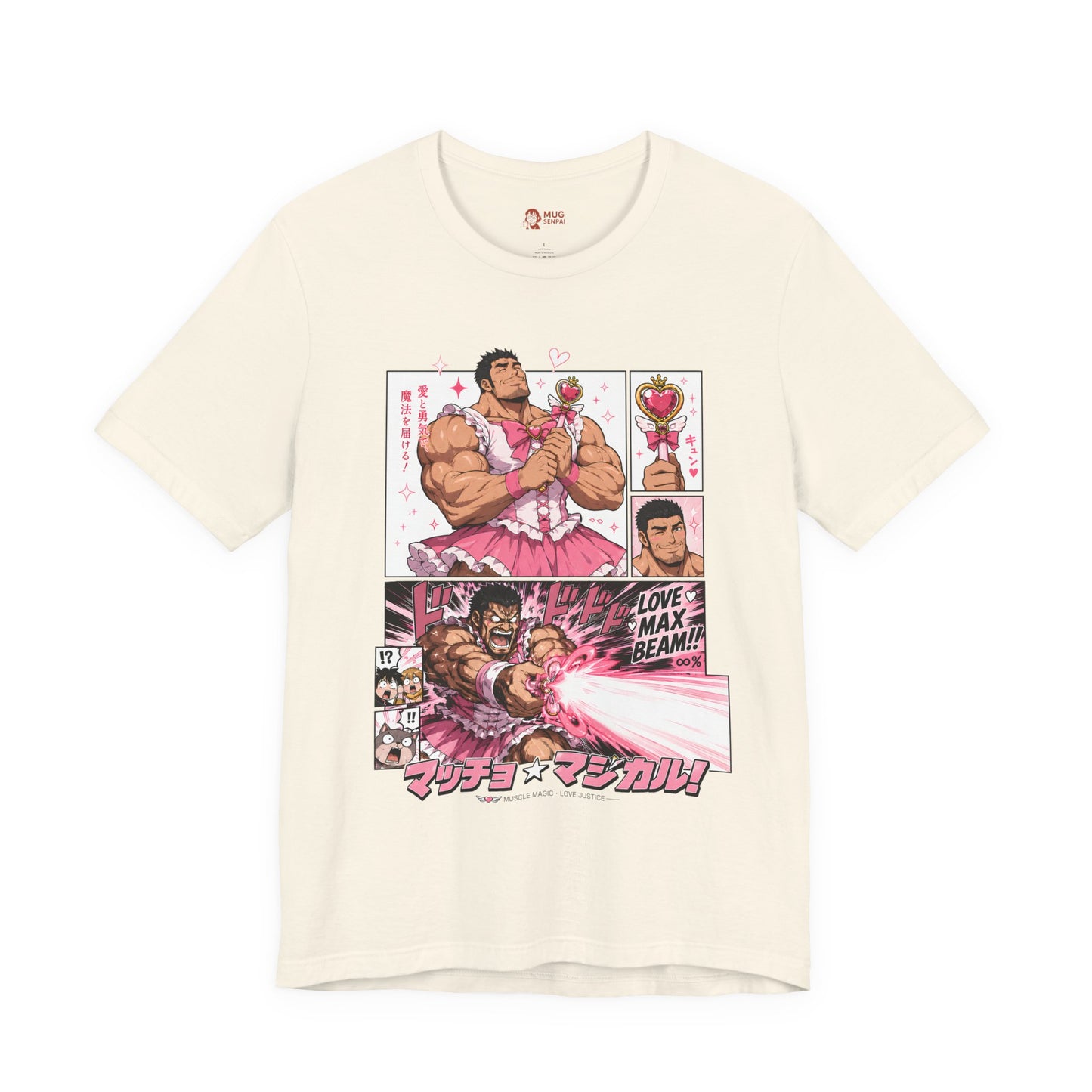 Funny Anime Shirt – Magical Girl Muscle Parody Tee, Buff Manga Hero in Pink Dress, Anime Meme T-Shirt, Otaku Gift