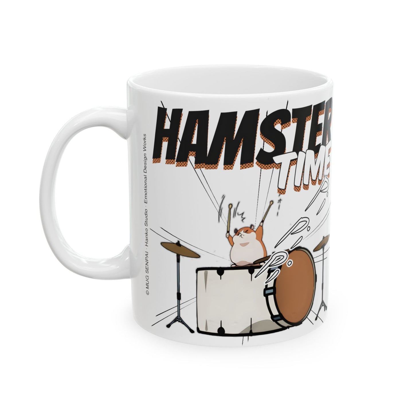 Hamster Meme Mug – Funny Kawaii Drummer Scene, Chaotic Animal Manga Coffee Cup for Desk Gremlins
