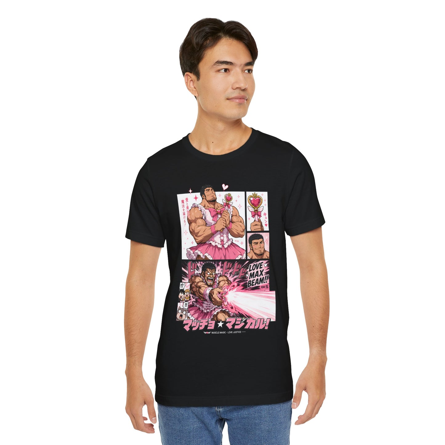 Funny Anime Shirt – Magical Girl Muscle Parody Tee, Buff Manga Hero in Pink Dress, Anime Meme T-Shirt, Otaku Gift