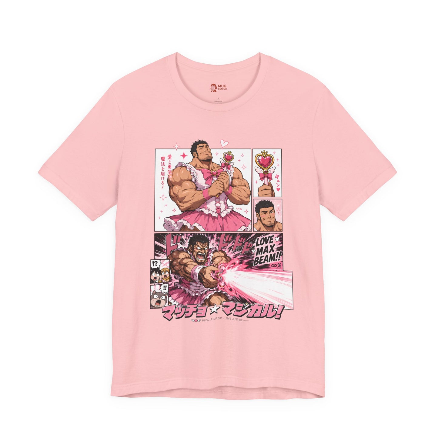 Funny Anime Shirt – Magical Girl Muscle Parody Tee, Buff Manga Hero in Pink Dress, Anime Meme T-Shirt, Otaku Gift