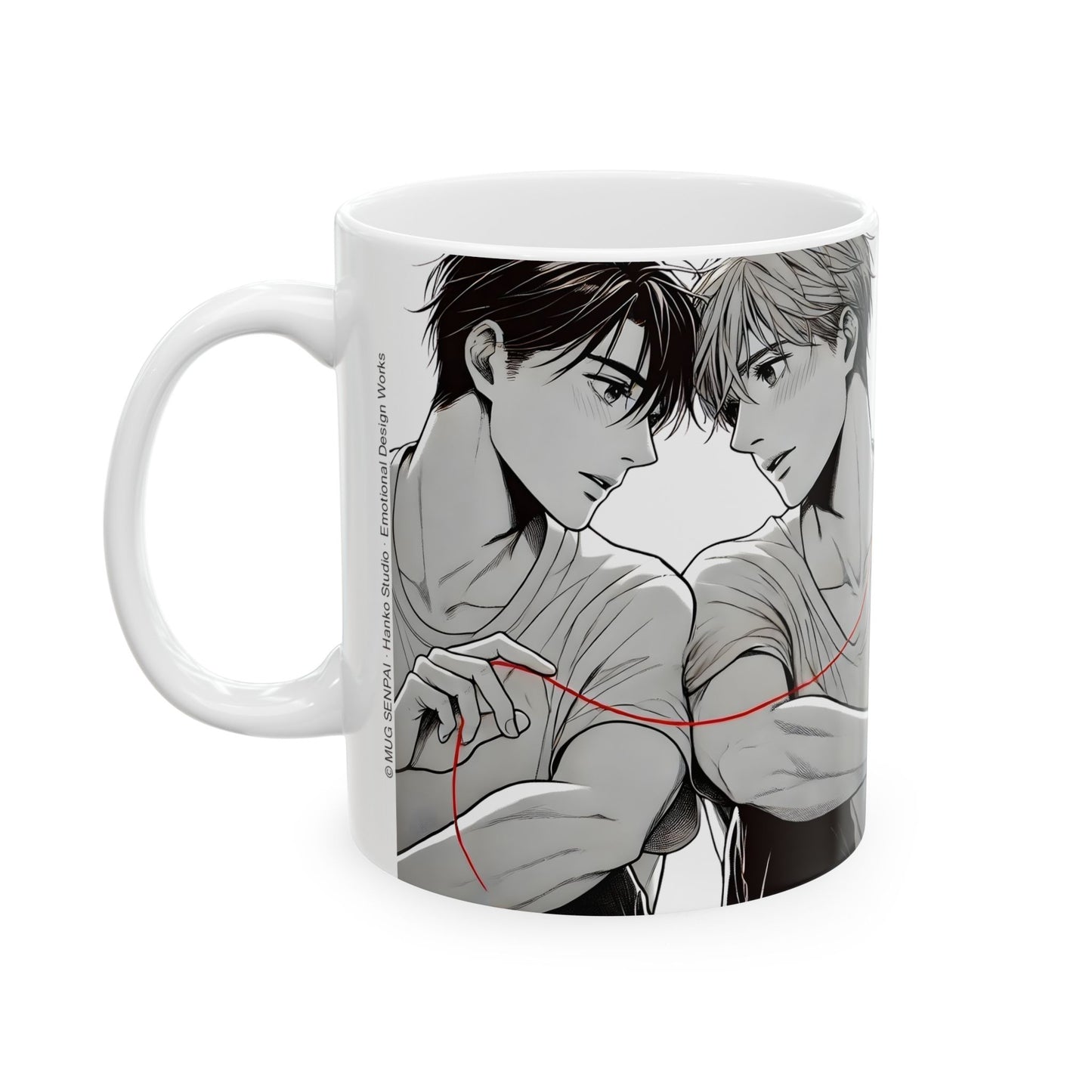 BL Anime Mug – Red Thread of Fate Moment, Soft Yaoi Destiny Scene, Emotional Manga Coffee Cup