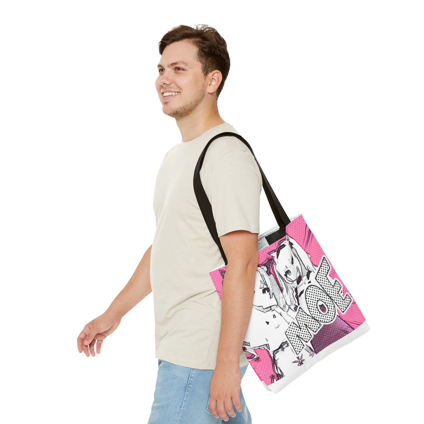 Anime Tote Bag – Pink Pop-Manga MOE Girls, Cute Manga Art Aesthetic Bag