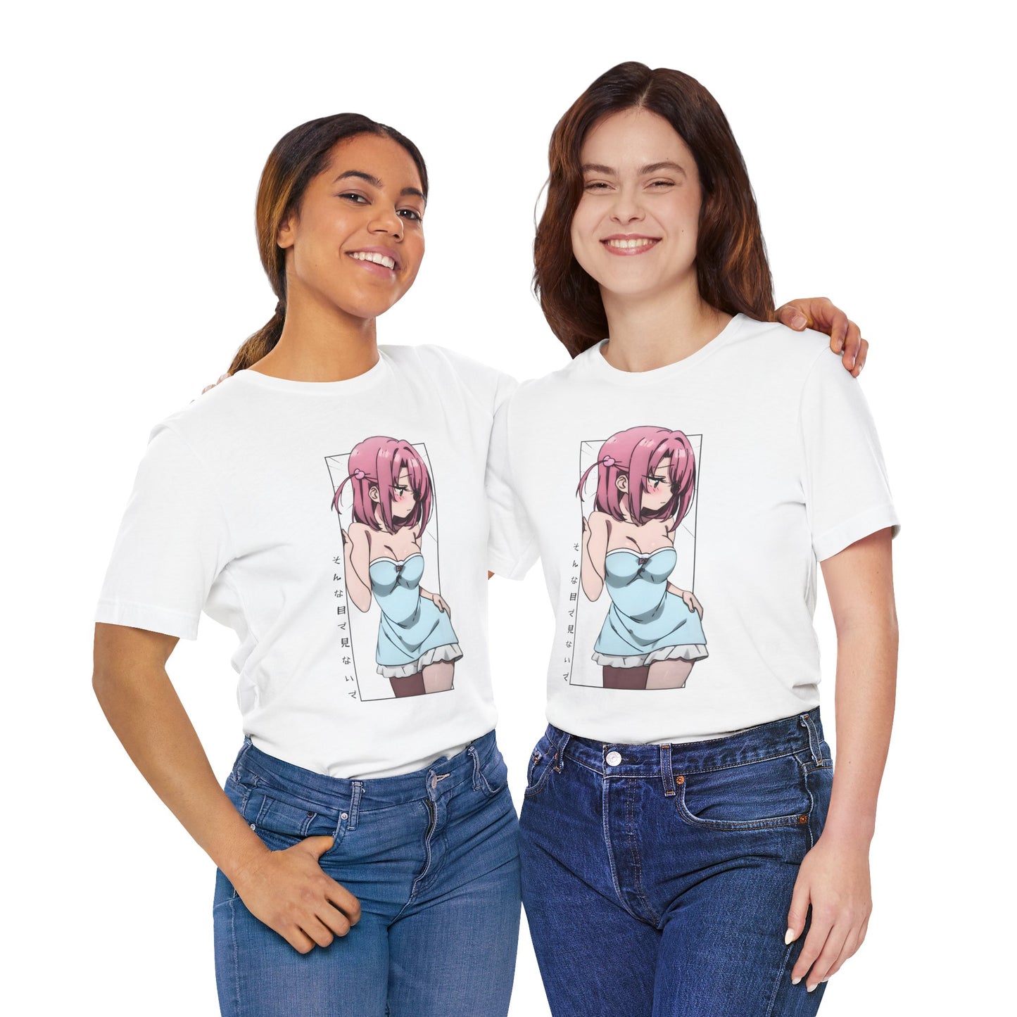 Anime Girl T Shirt – Blushing Tsundere Moment, Soft Pink-Haired Anime Art Tee, Don’t Look Flustered Aesthetic Shirt