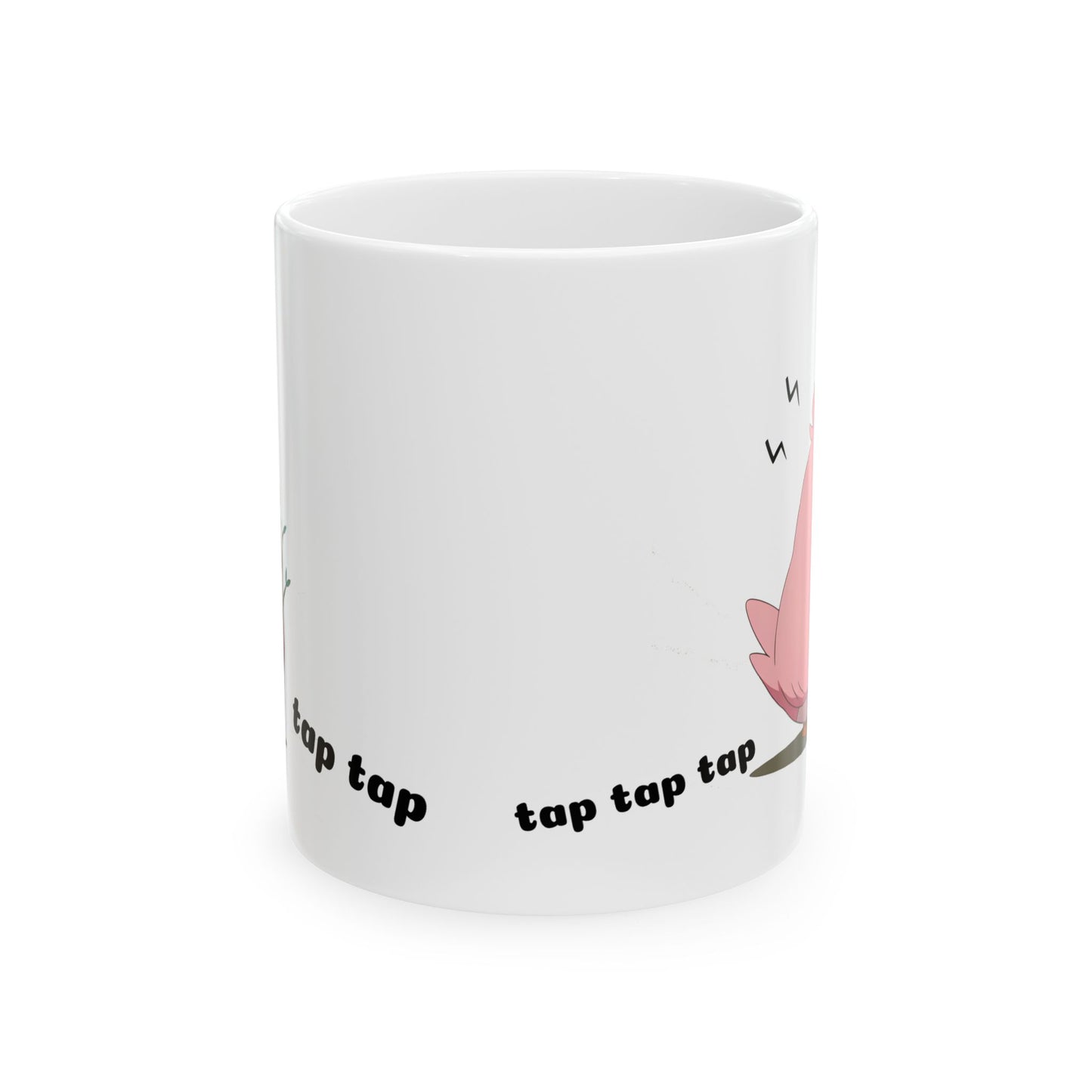 Cute Bird Meme Mug – Tap Tap PLAP Sound Cup, Kawaii Pink Birb Chaos, Funny Emotional Support Mug for Relatable Unhinged Mornings