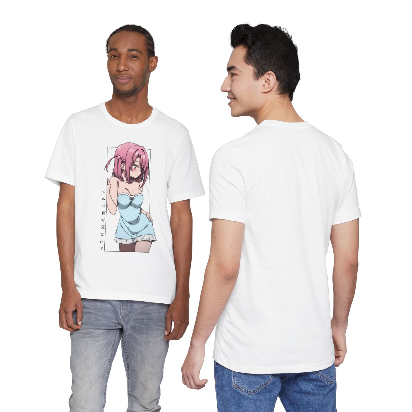 Anime Girl T Shirt – Blushing Tsundere Moment, Soft Pink-Haired Anime Art Tee, Don’t Look Flustered Aesthetic Shirt