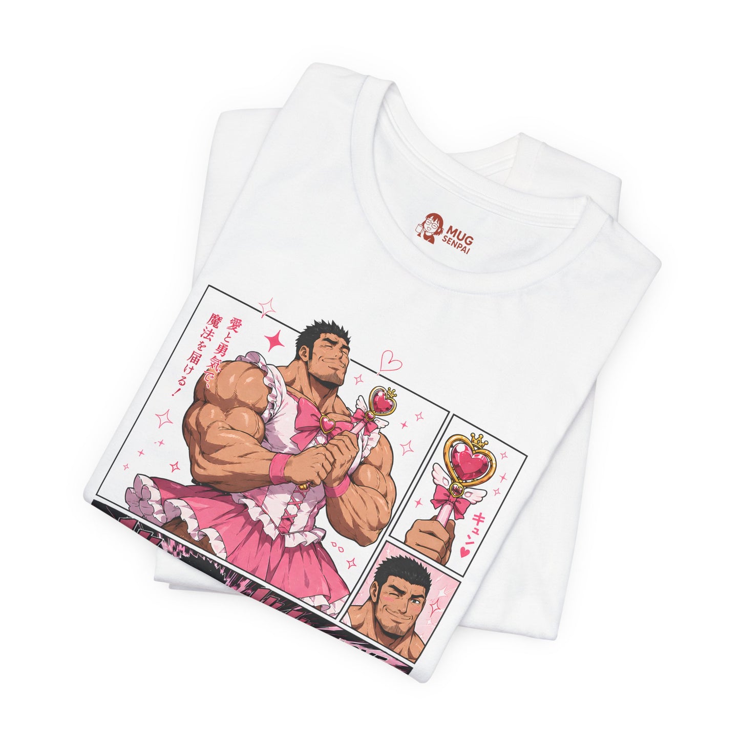 Funny Anime Shirt – Magical Girl Muscle Parody Tee, Buff Manga Hero in Pink Dress, Anime Meme T-Shirt, Otaku Gift
