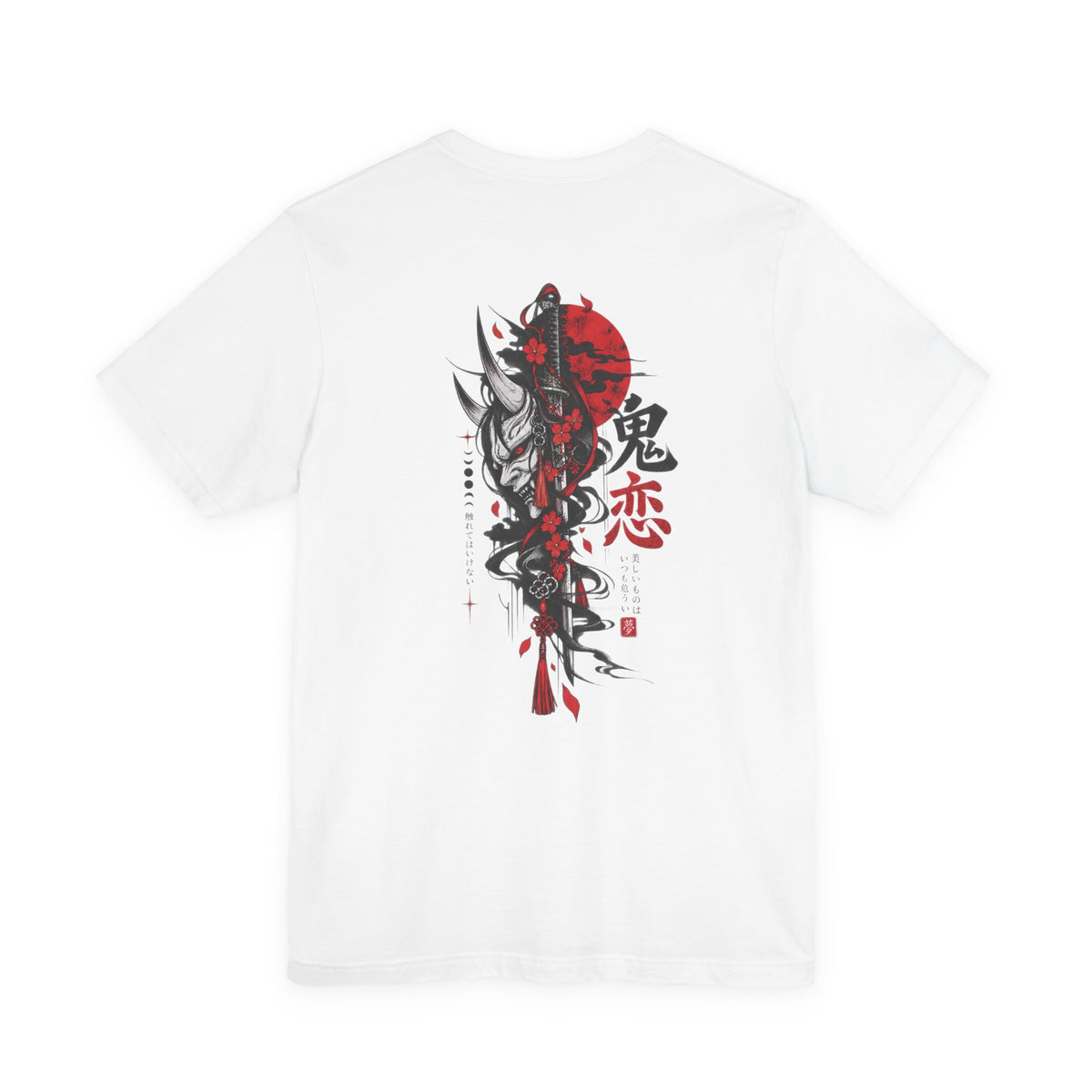 Anime Demon Girl Tee – Red Black Oni Mask Manga Art