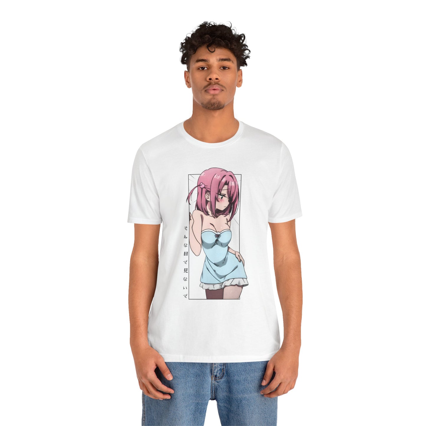 Anime Girl T Shirt – Blushing Tsundere Moment, Soft Pink-Haired Anime Art Tee, Don’t Look Flustered Aesthetic Shirt