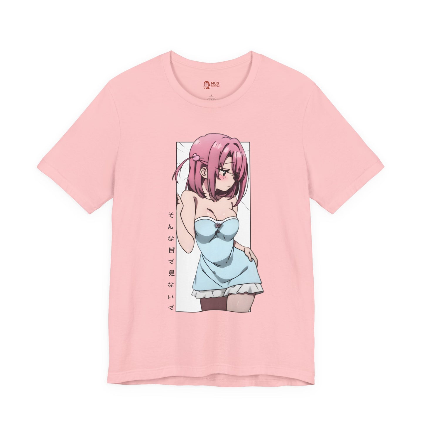 Anime Girl T Shirt – Blushing Tsundere Moment, Soft Pink-Haired Anime Art Tee, Don’t Look Flustered Aesthetic Shirt