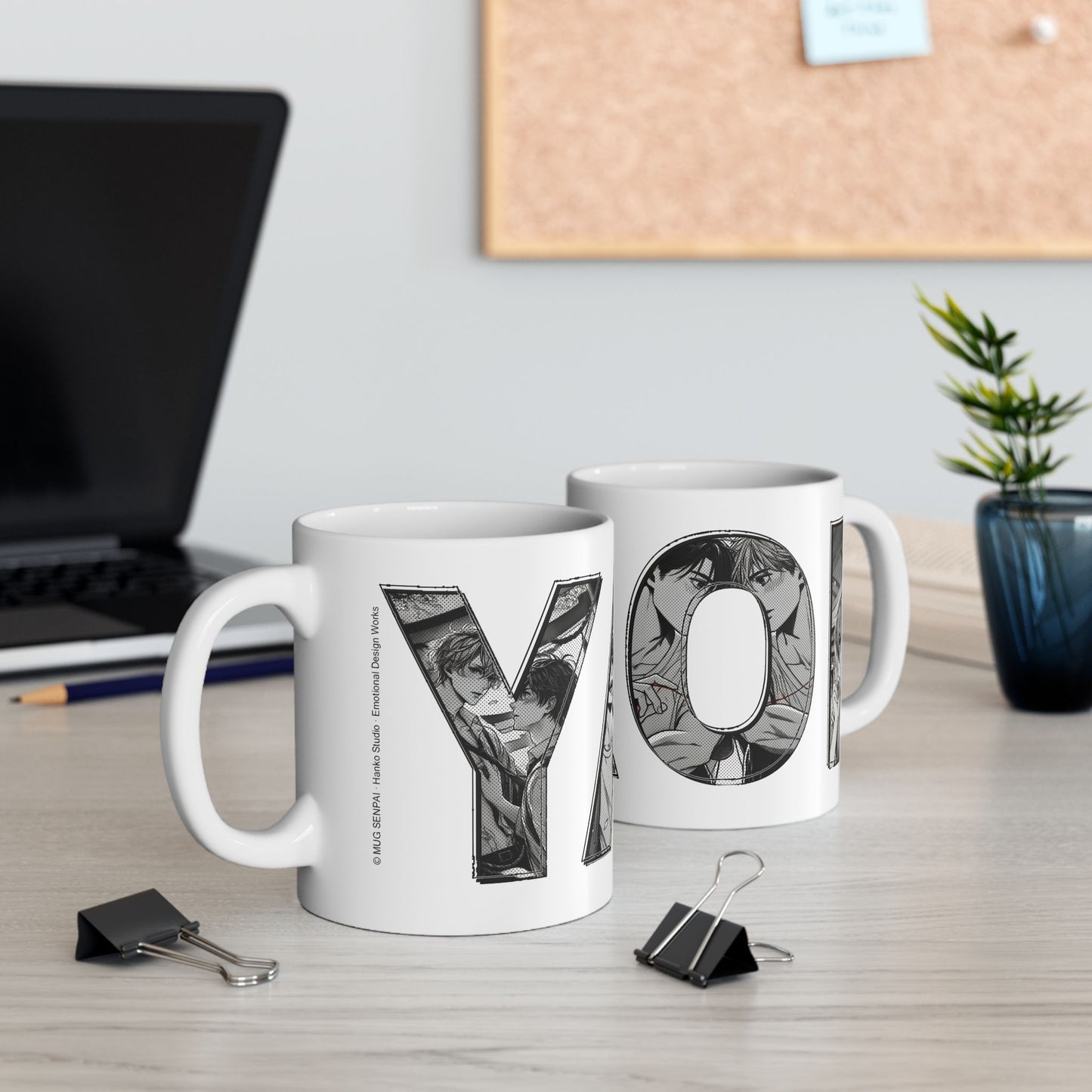 BL Manga Mug – Subtle Yaoi Letter Art Design, Boys Love Coffee Cup for Manga Fans