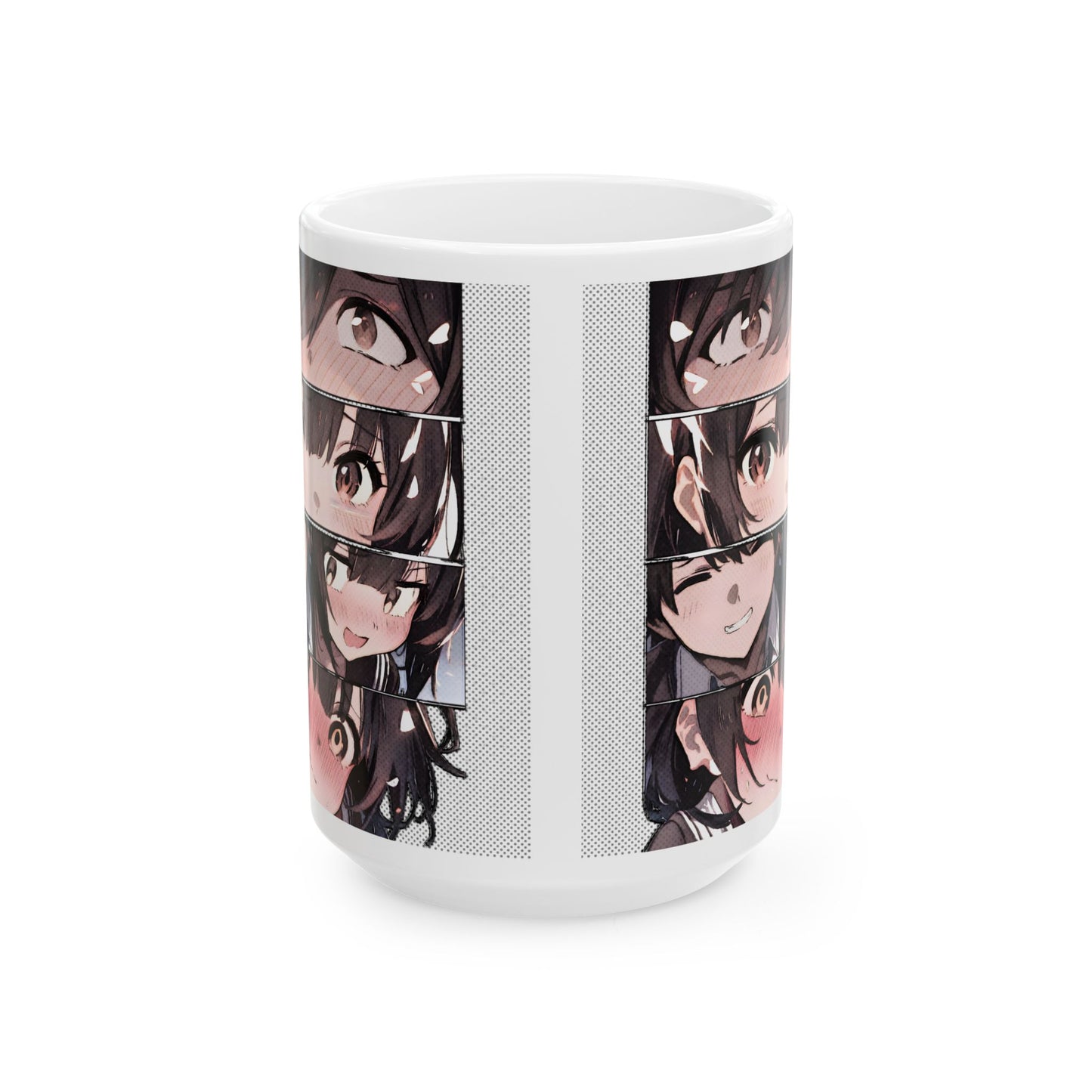 Anime Romance Mug – Blushing Reaction Panels, Cute Manga Couple Moment, Soft Crush Coffee Cup