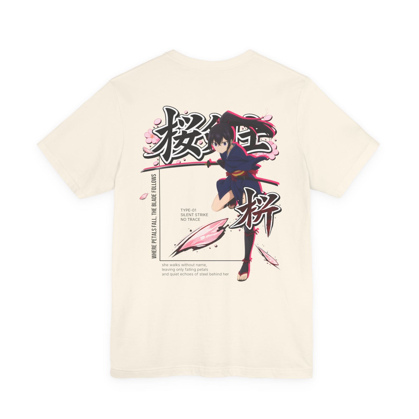 Anime Samurai Shirt – Samurai Girl Anime Tee, Katana Warrior Aesthetic Shirt, Japanese Style Back Print Tee, Ninja Girl Streetwear Shirt