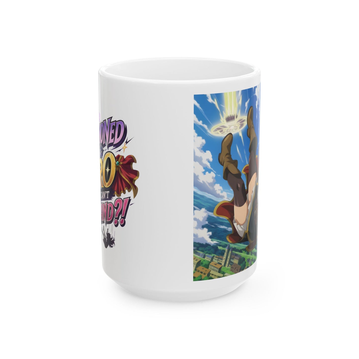 Funny Anime Mug – Summoned Hero Isekai Fail Cup, Gamer Humor Coffee Mug, Fantasy Meme Gift