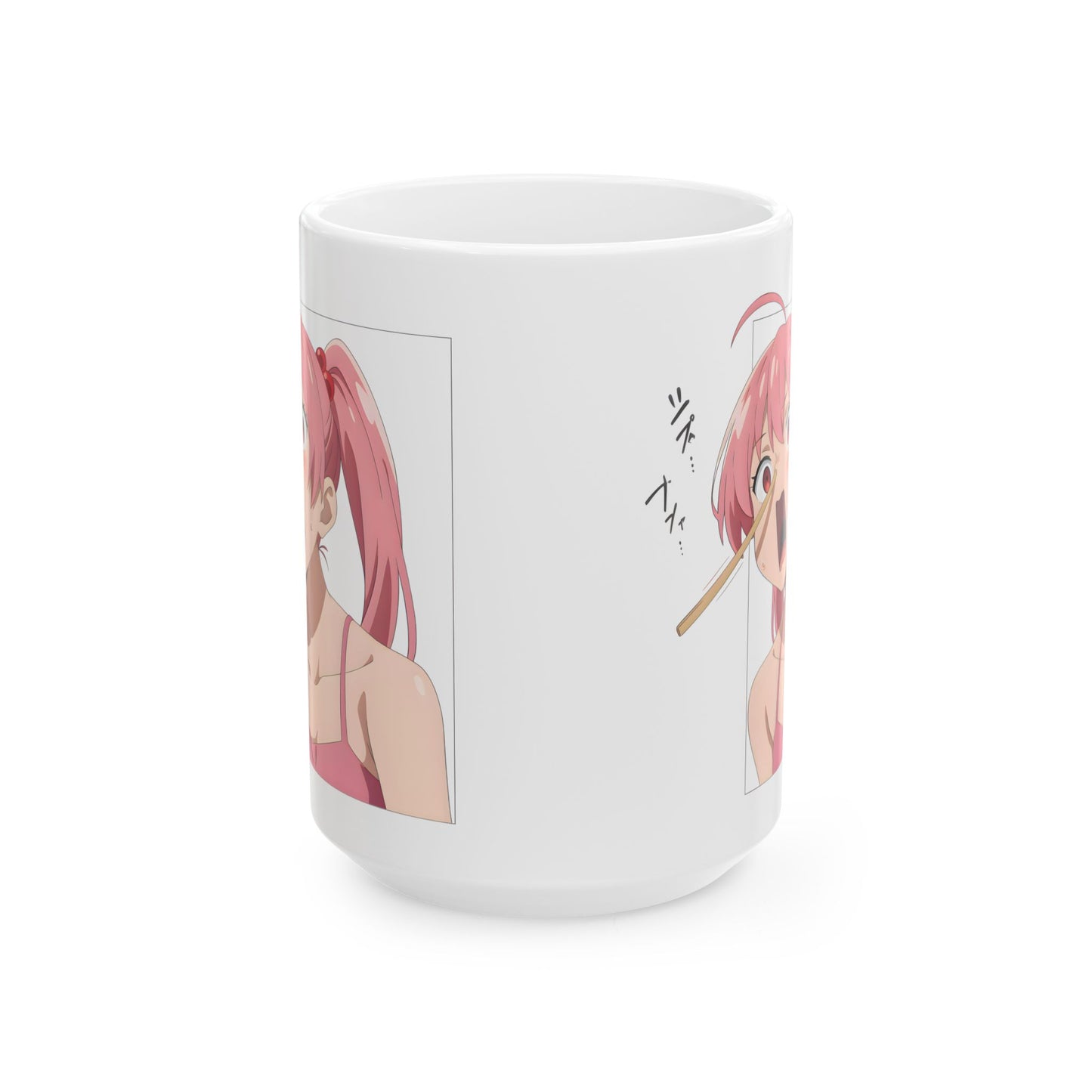 Funny Anime Mug – Chopstick Panic Meme Girl, Unhinged Otaku Coffee Cup, Hilarious Pink-Haired Scream Chaos Gift