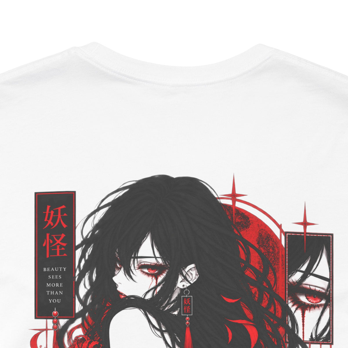 Demon Girl Shirt – Red Black Yokai Horror Manga Graphic