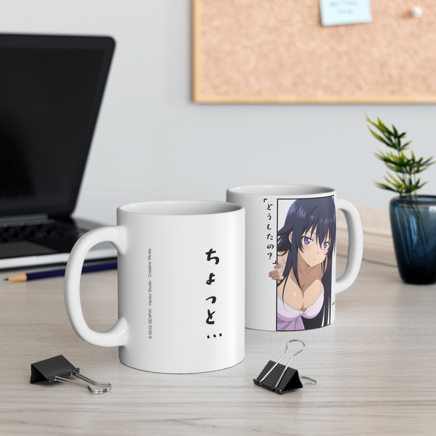 Anime Girl Mug – Curious Peek Waifu Cup, Soft Teasing Anime Aesthetic, Cute Romantic Anime Coffee Mug, Subtle Anime Gift