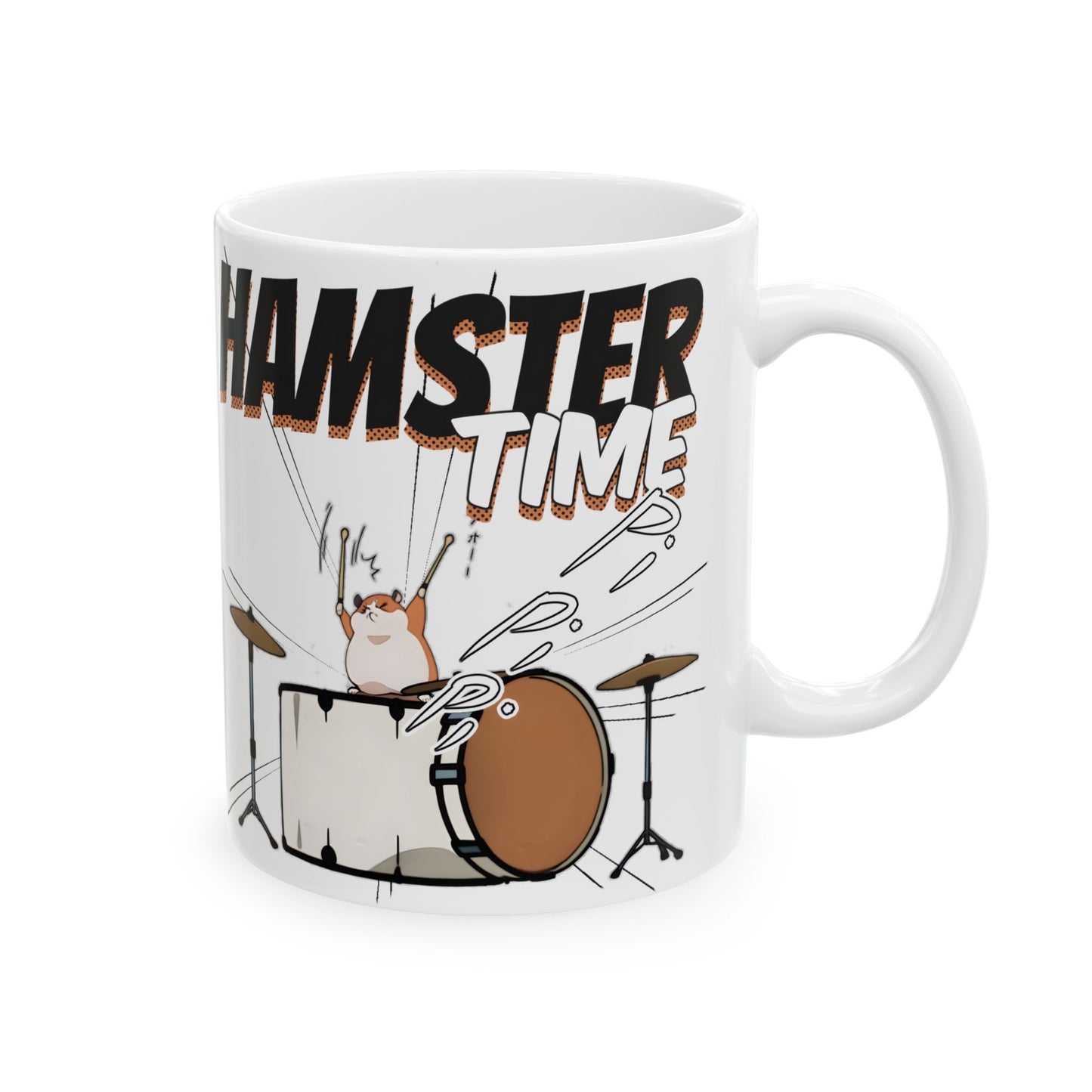 Hamster Meme Mug – Funny Kawaii Drummer Scene, Chaotic Animal Manga Coffee Cup for Desk Gremlins