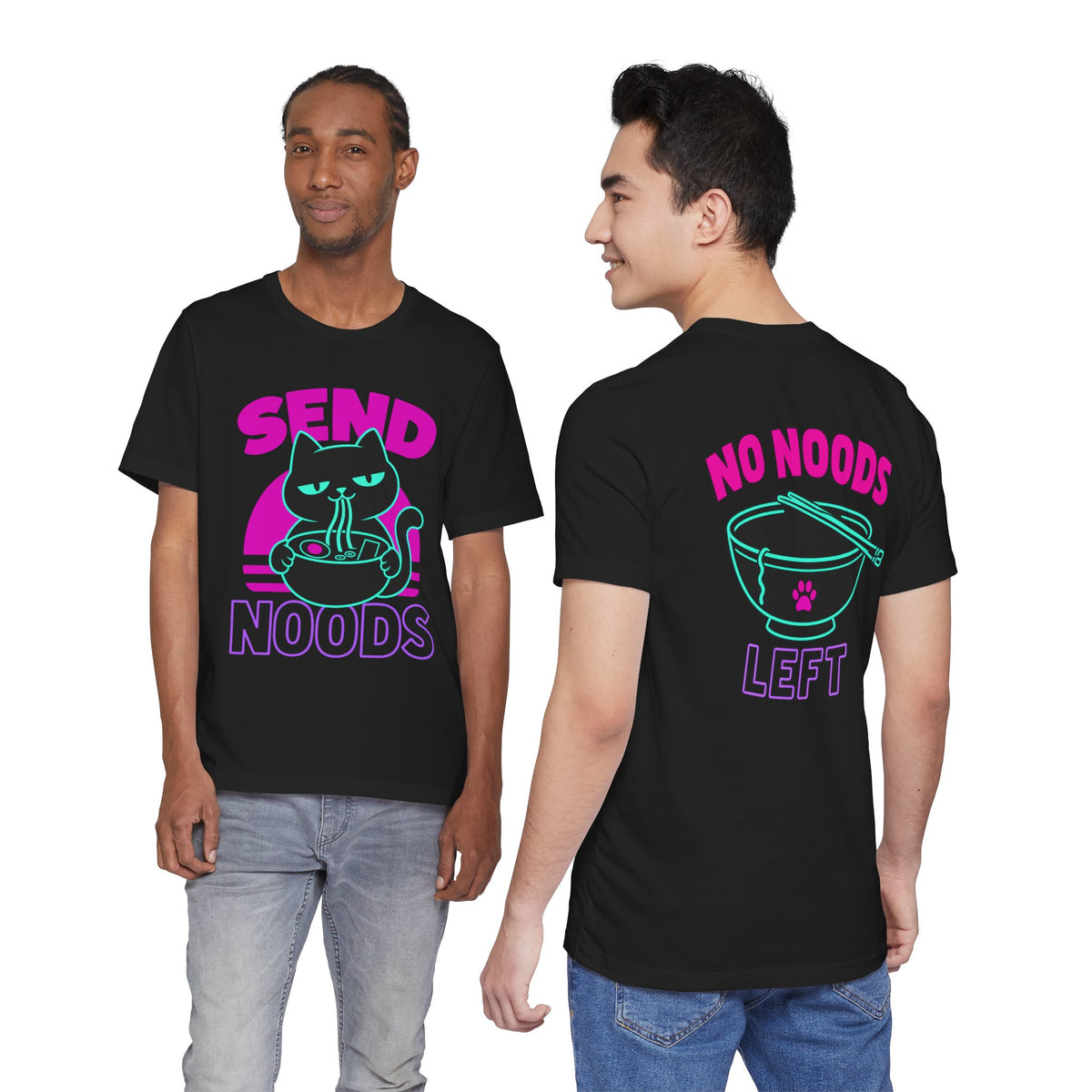 Funny Cat Meme Tee – Send Noods Neon Ramen Cat Shirt