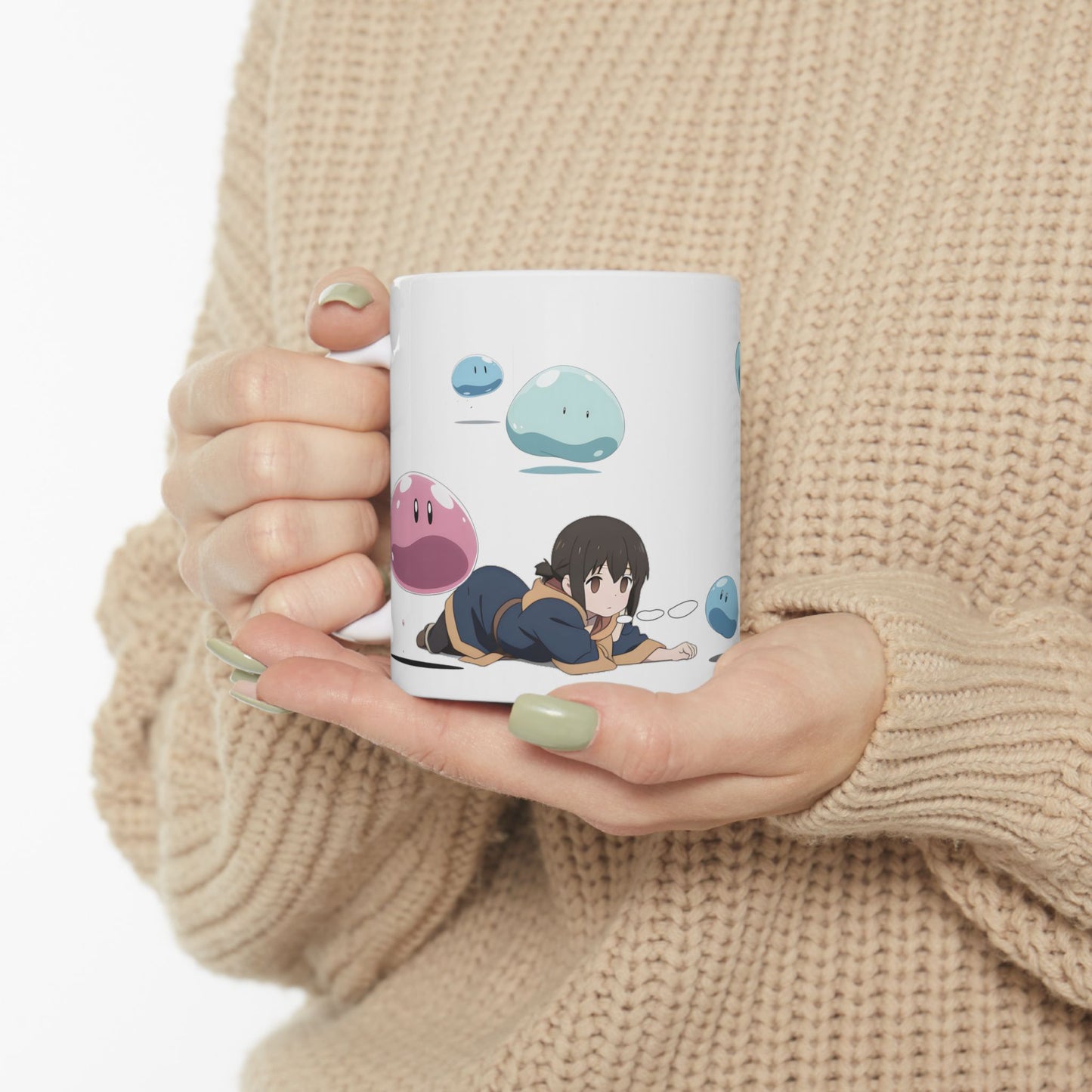 Slime Anime Girl Mug – Funny Fantasy Parody Coffee Cup, Isekai Adventure Gift for Anime Lovers