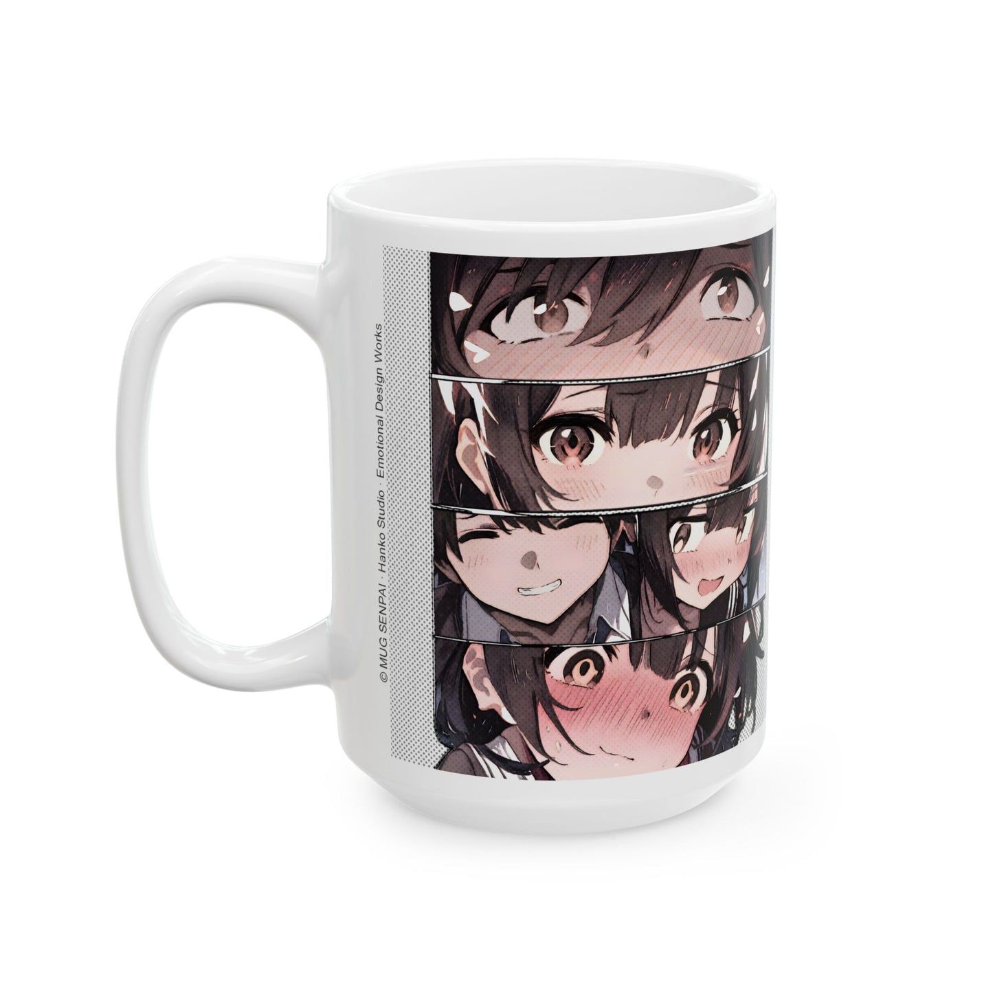 Anime Romance Mug – Blushing Reaction Panels, Cute Manga Couple Moment, Soft Crush Coffee Cup