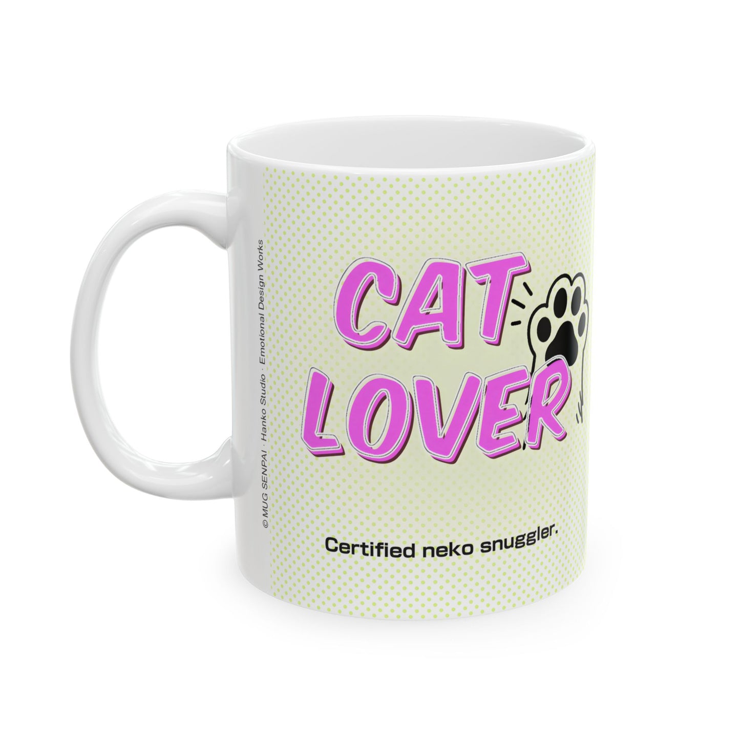 Kawaii Cat Mug – Cute Anime Girl Hugging Chubby Neko, Cozy Anime Coffee Cup for Cat Lovers