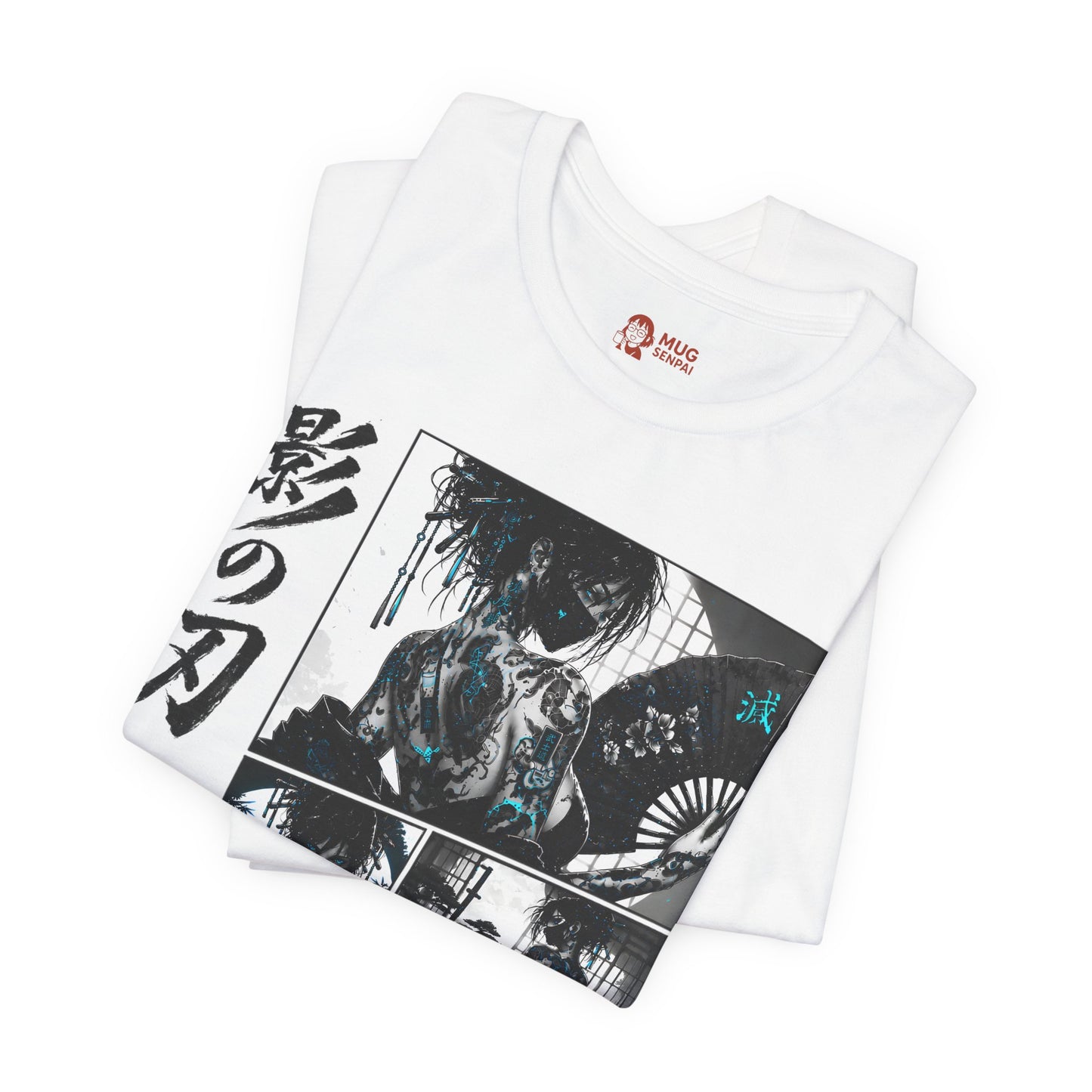 Anime Shinobi Tee – Tattooed Ninja Girl Shirt, Japanese Streetwear T-Shirt, Anime Assassin Gift, Dark Aesthetic Tee