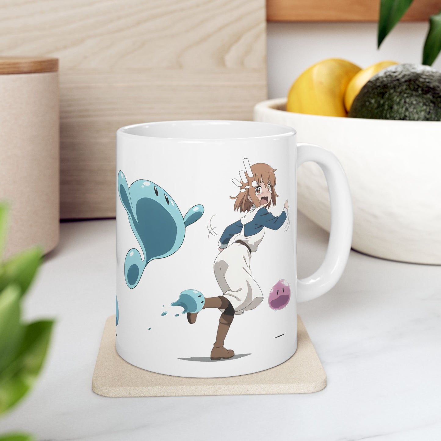 Slime Anime Girl Mug – Funny Fantasy Parody Coffee Cup, Isekai Adventure Gift for Anime Lovers