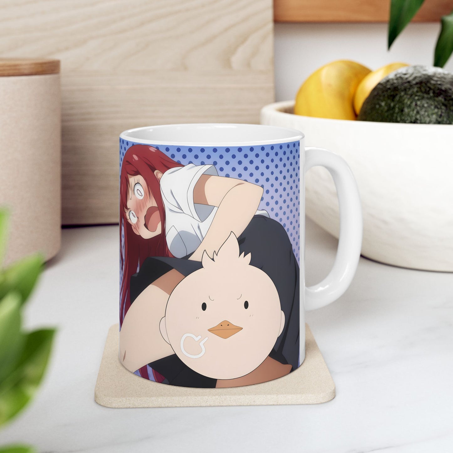 Anime Meme Mug – Blushing Panic Anime Girl Cup, Funny Ecchi Reaction Mug, Chaotic Otaku Humor Coffee Mug, Weird Anime Gag Gift