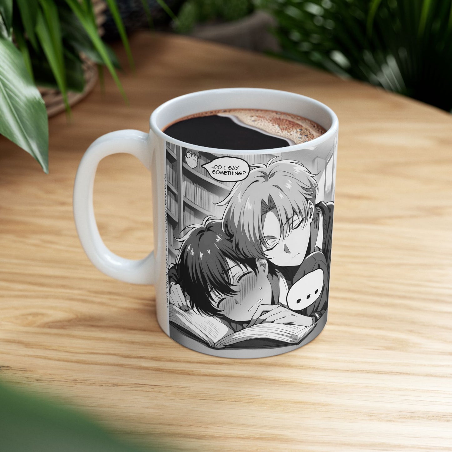 BL Anime Mug – Soft Library Scene, Sleepy Manga Boys Moment, Gentle Slow-Burn Romance Coffee Cup