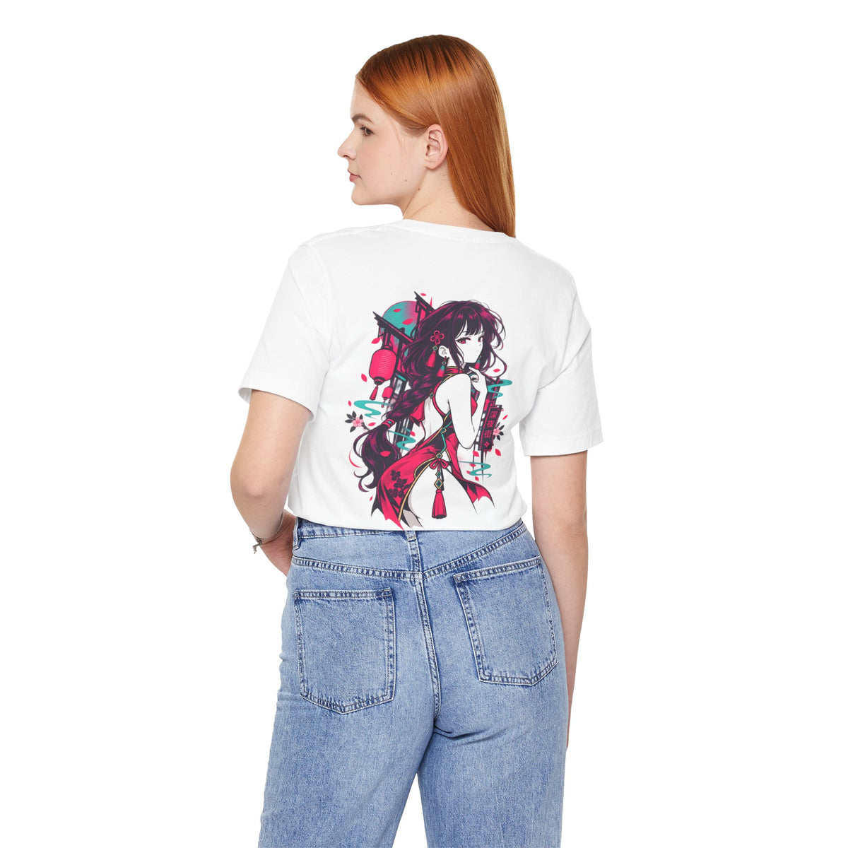 Anime Streetwear Tee – After Hours Neon Qipao Girl Graphic