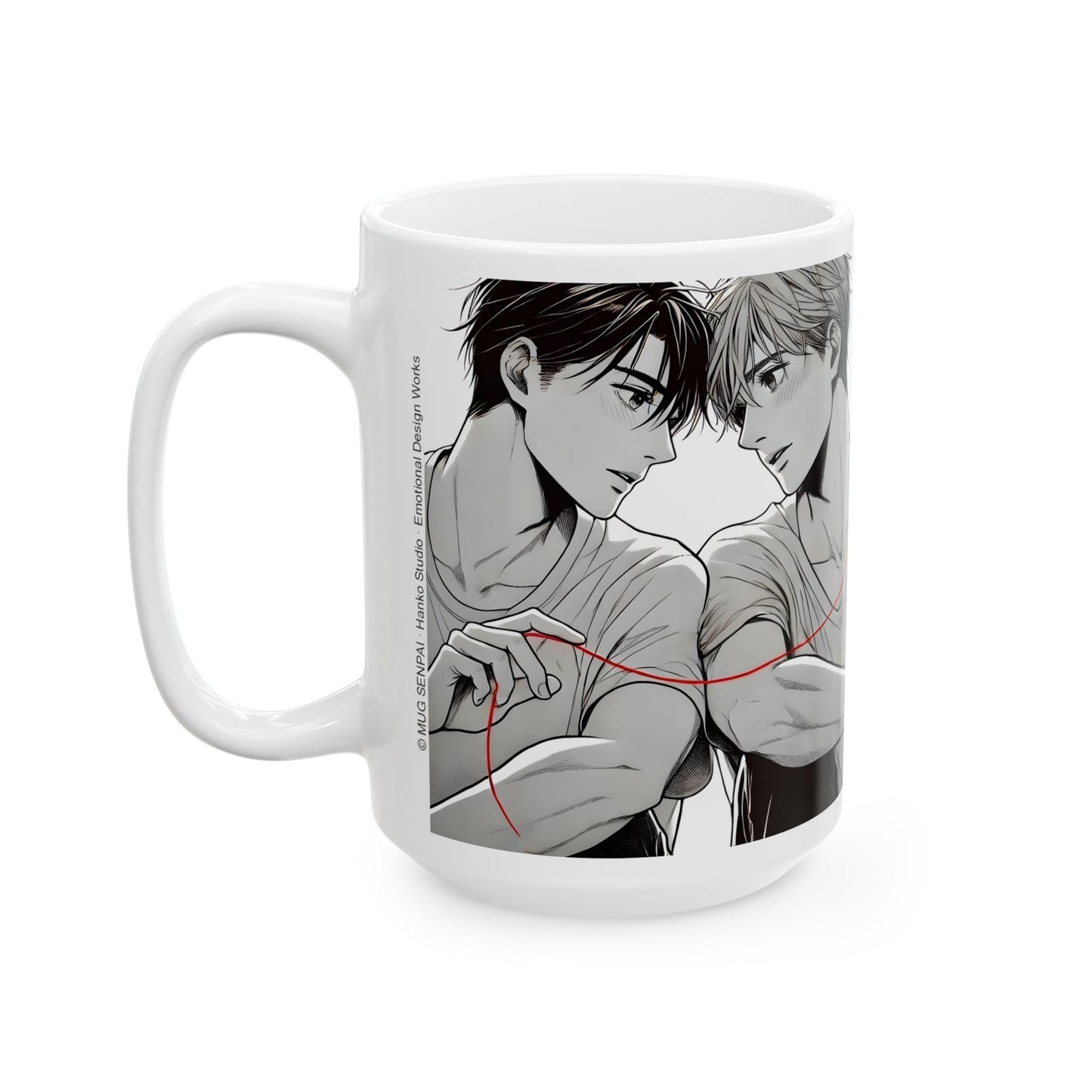 BL Anime Mug – Red Thread of Fate Moment, Soft Yaoi Destiny Scene, Emotional Manga Coffee Cup