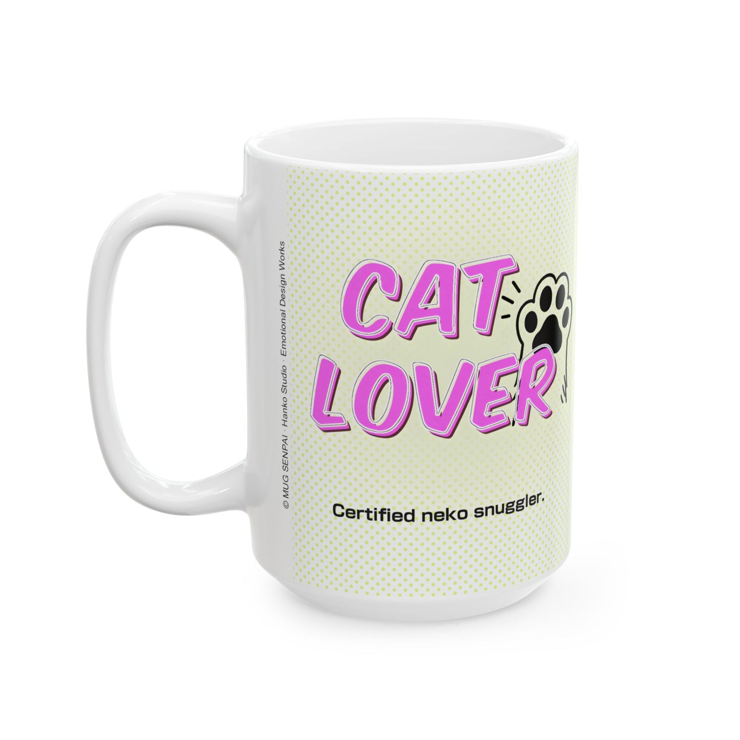 Kawaii Cat Mug – Cute Anime Girl Hugging Chubby Neko, Cozy Anime Coffee Cup for Cat Lovers