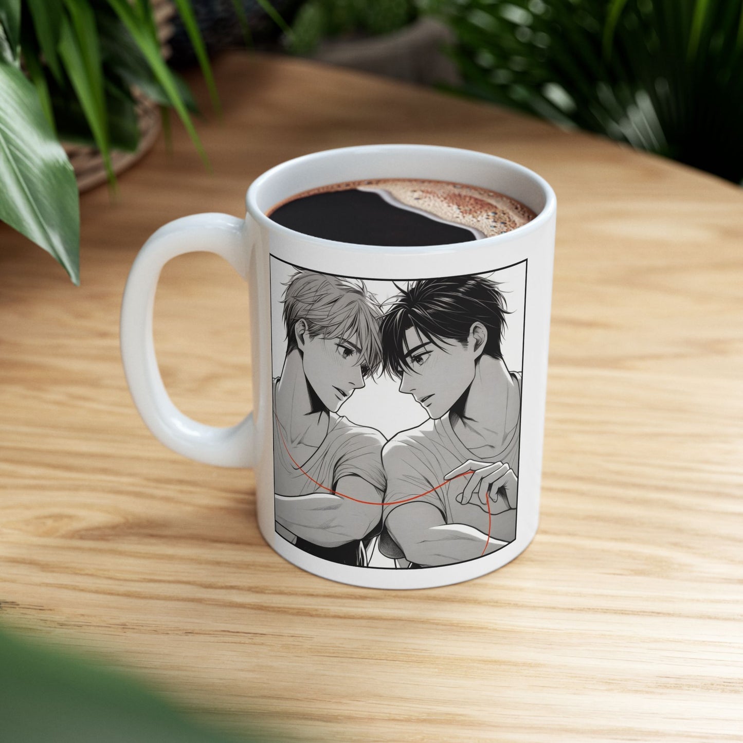 Soulmate BL Mug – Boys Love Red Thread Coffee Cup, Romantic Yaoi Gift for LGBTQ Couples, Him, Her, and Manga Fans