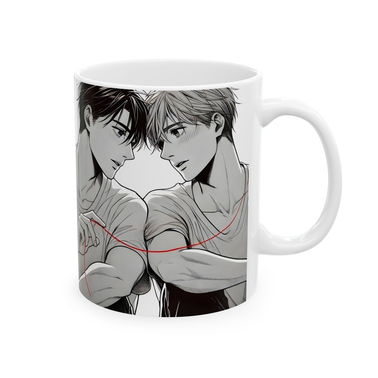 BL Anime Mug – Red Thread of Fate Moment, Soft Yaoi Destiny Scene, Emotional Manga Coffee Cup