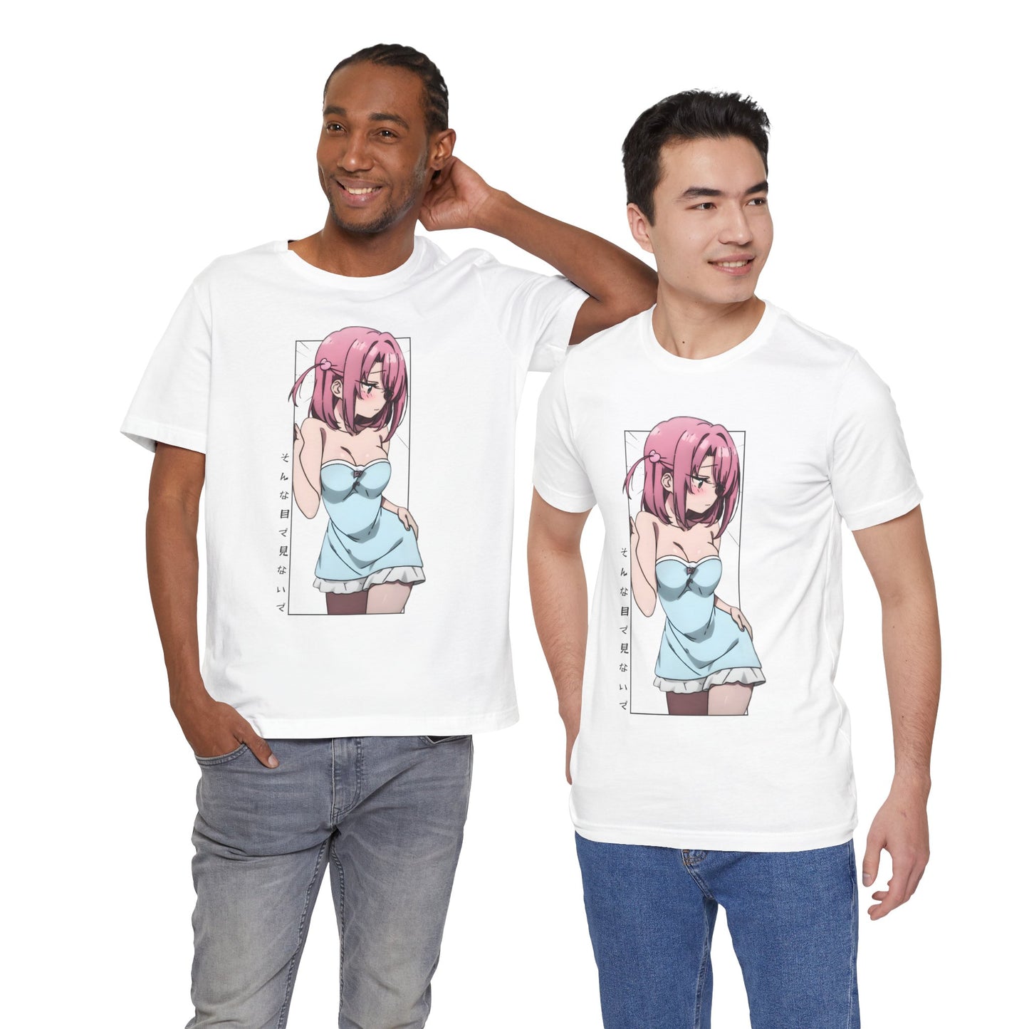 Anime Girl T Shirt – Blushing Tsundere Moment, Soft Pink-Haired Anime Art Tee, Don’t Look Flustered Aesthetic Shirt